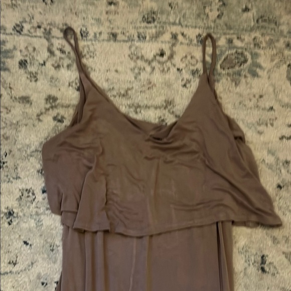 Missguided Taupe Brown DOUBLE EXTRA SOFT Thin Tank Strap Maxi Slip Dress - Picture 3 of 10